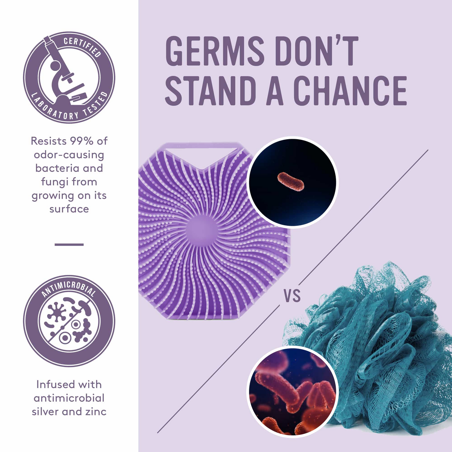 Sud Scrub® Antimicrobial Silicone Body Scrubber, Exfoliating Body Scrubber for Sensitive Skin, Eco Friendly Shower Scrubber for Body, Silicone Body Brush for Showering, Charcoal