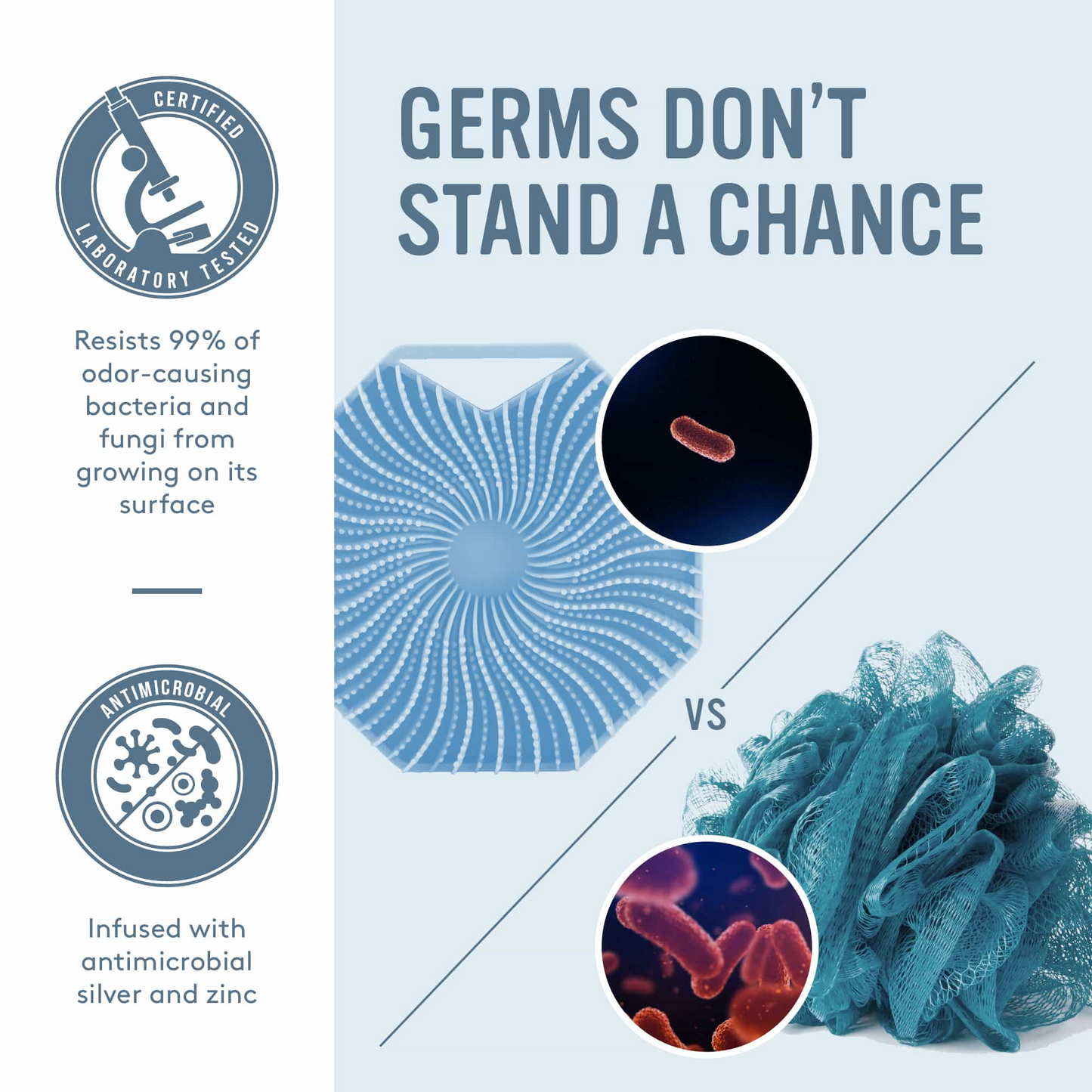 Sud Scrub® Antimicrobial Silicone Body Scrubber, Exfoliating Body Scrubber for Sensitive Skin, Eco Friendly Shower Scrubber for Body, Silicone Body Brush for Showering, Charcoal