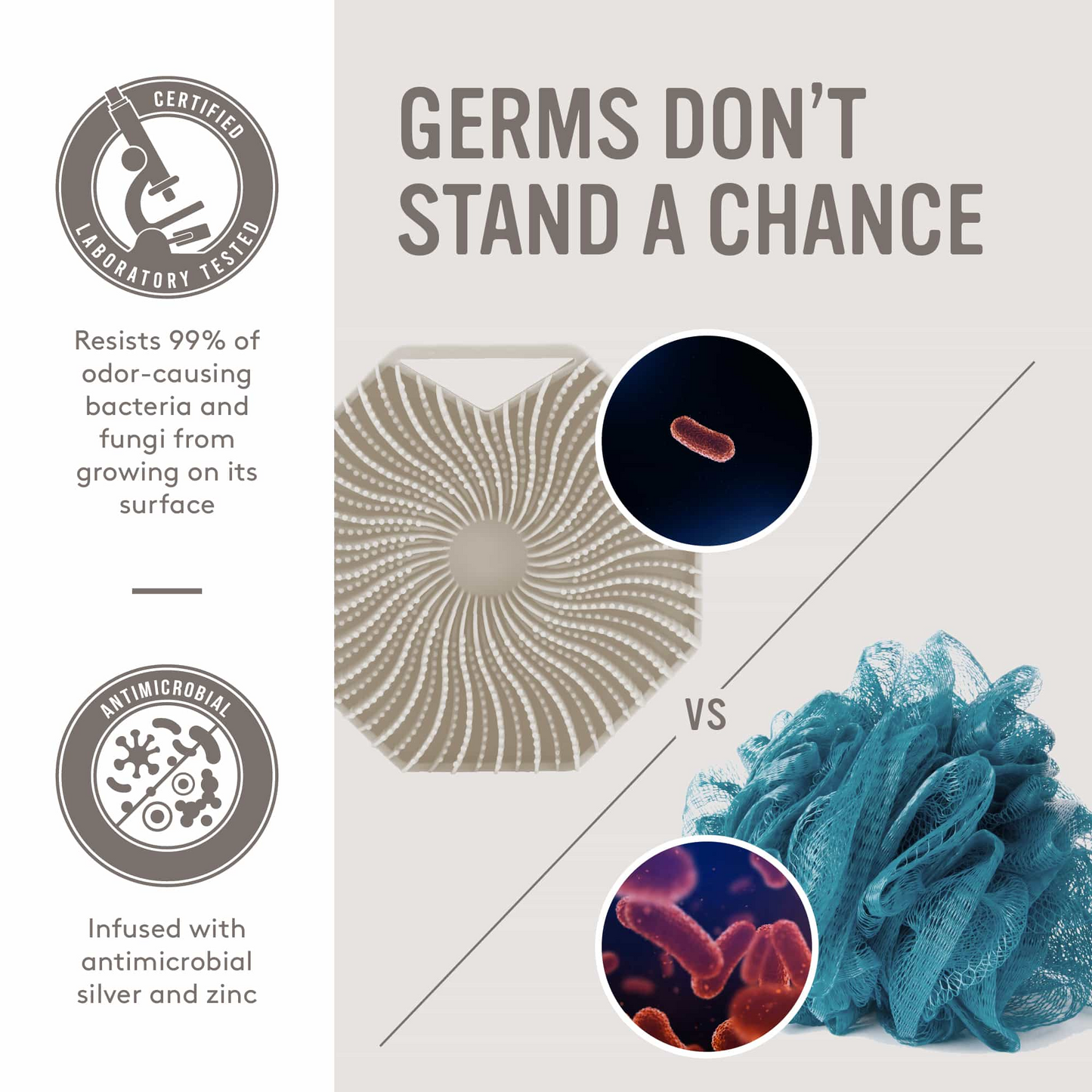 Sud Scrub® Antimicrobial Silicone Body Scrubber, Exfoliating Body Scrubber for Sensitive Skin, Eco Friendly Shower Scrubber for Body, Silicone Body Brush for Showering, Charcoal