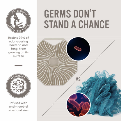 Sud Scrub® Antimicrobial Silicone Body Scrubber, Exfoliating Body Scrubber for Sensitive Skin, Eco Friendly Shower Scrubber for Body, Silicone Body Brush for Showering, Charcoal