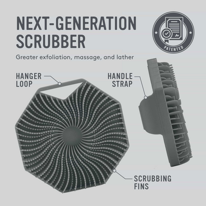 Sud Scrub® Antimicrobial Silicone Body Scrubber, Exfoliating Body Scrubber for Sensitive Skin, Eco Friendly Shower Scrubber for Body, Silicone Body Brush for Showering, Charcoal