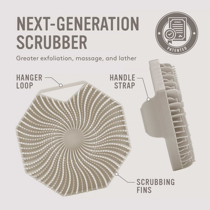 Sud Scrub® Antimicrobial Silicone Body Scrubber, Exfoliating Body Scrubber for Sensitive Skin, Eco Friendly Shower Scrubber for Body, Silicone Body Brush for Showering, Charcoal